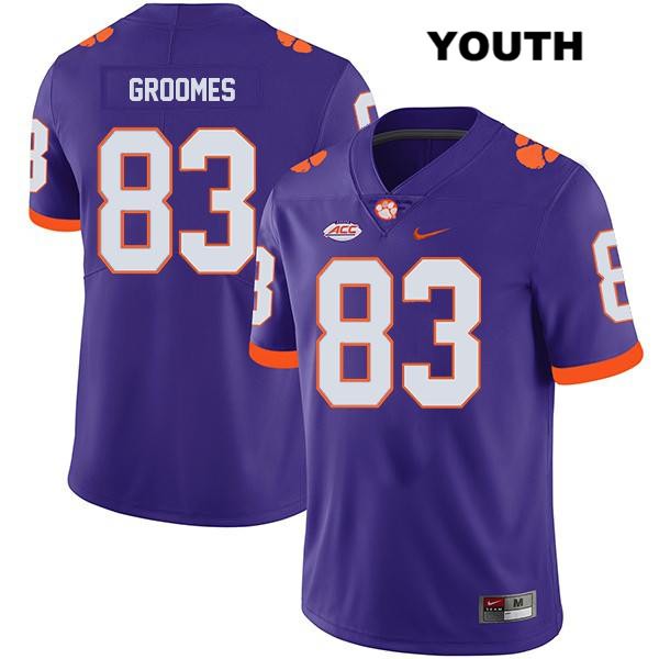 Youth Clemson Tigers #83 Carter Groomes Stitched Purple Legend Authentic Nike NCAA College Football Jersey DJI1046AW